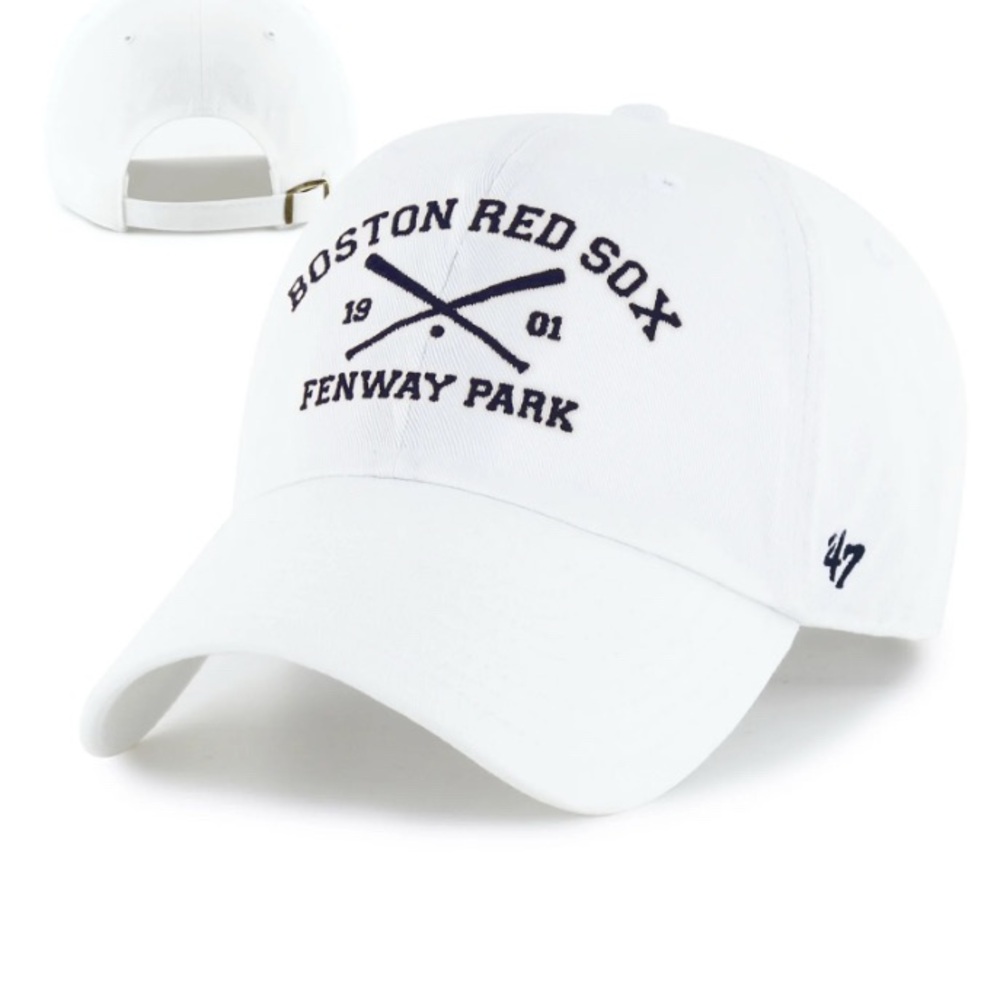 47 Curved Brim Adjustable Strap Boston Red Sox white Cap